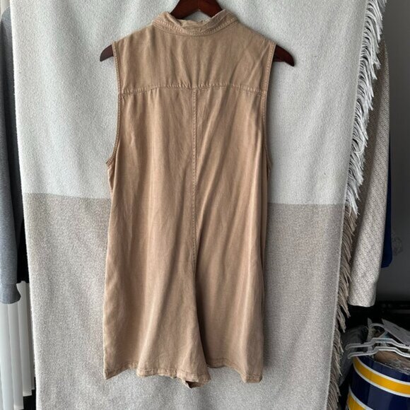 Aerie Sleeveless Utility Romper Playsuit Tan Large Safari Coastal Minimalist - Picture 12 of 16